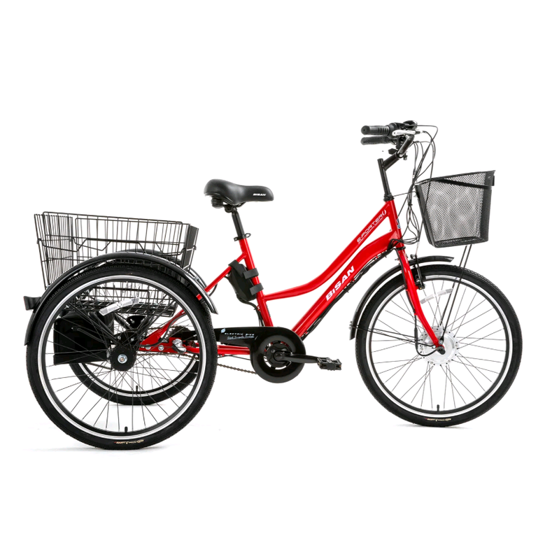 Bisan E-Porter Shimano Nexus 3 Elektrikli Kargo Bisikleti (Kırmızı Beyaz)