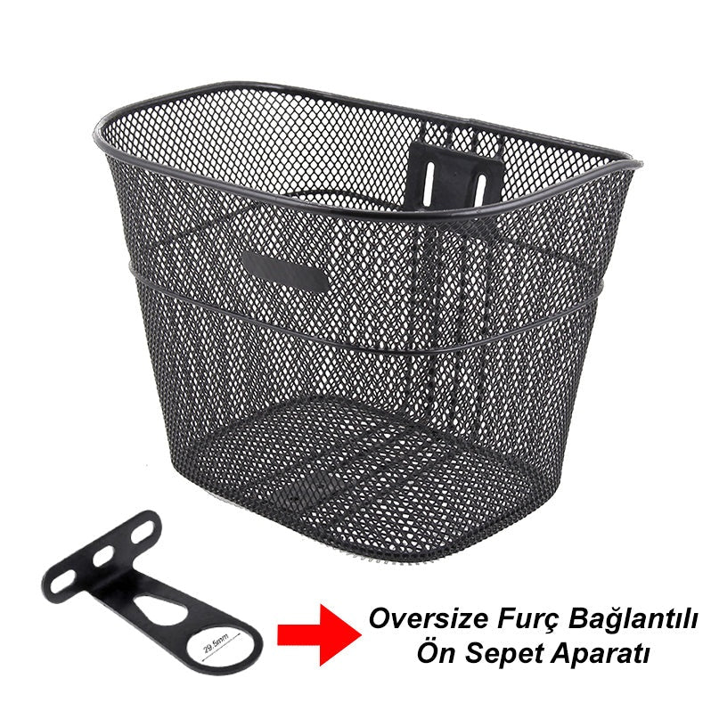 Bisiklet Ön Sepet Metal Siyah Oversize