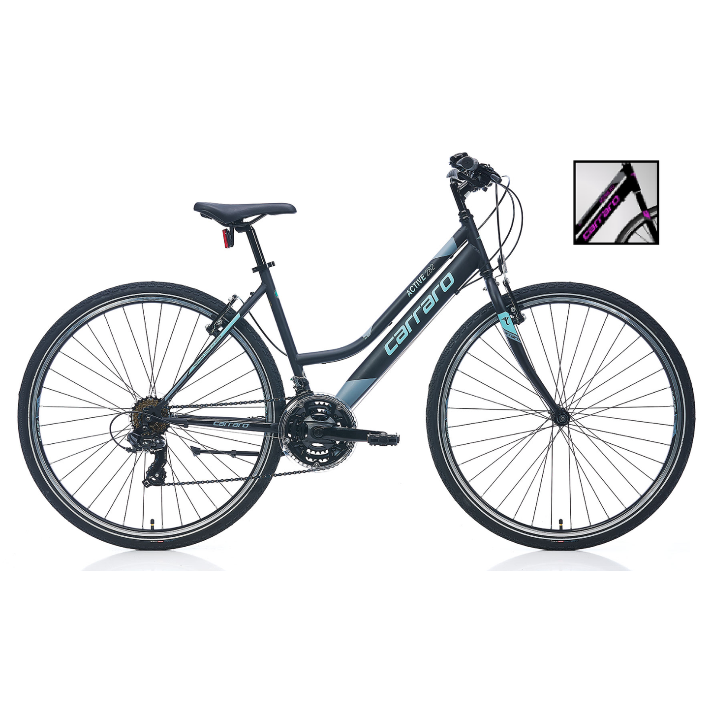 Carraro Active 282 28 Jant V-Fren Şehir Bisikleti (Mat Siyah Koyu Gri Mor)