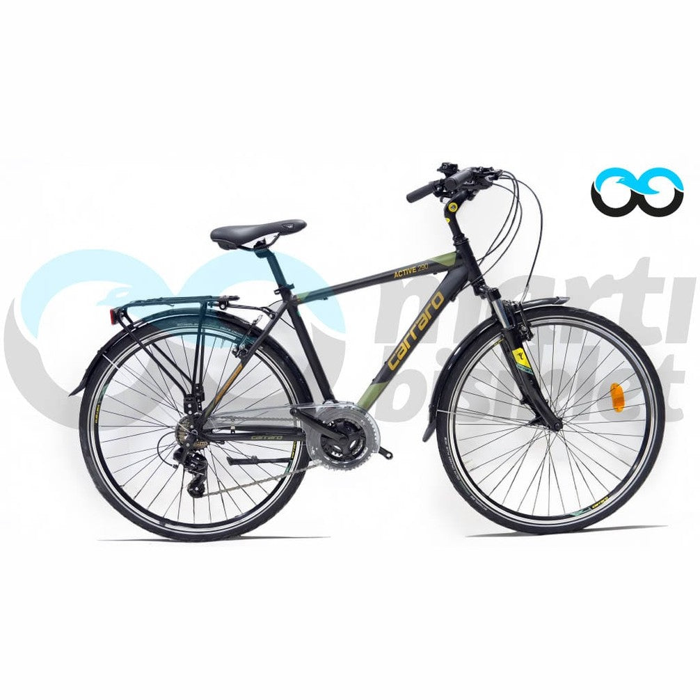 Carraro Active 290 City 28 Jant V Fren Şehir Bisikleti (Mat Siyah Sarı Yeşil)