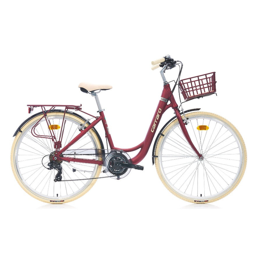 Carraro Juliet 28 Jant V Fren Şehir Bisikleti (Mat Kırmızı Krom Krem)