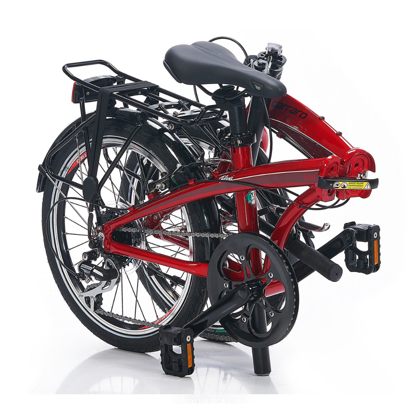 Carraro Flexi 108 20 Jant V Fren Katlanır Bisiklet (Mat Antrasit-Siyah-Kırmızı)