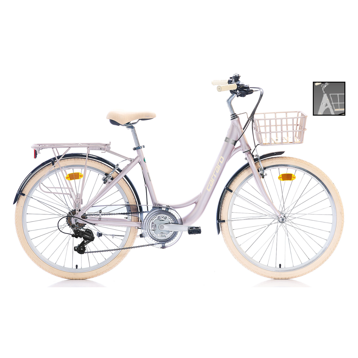 Carraro Juliet 26 Jant V-Fren Şehir Bisikleti (Mat Gri-Krom-Krem)