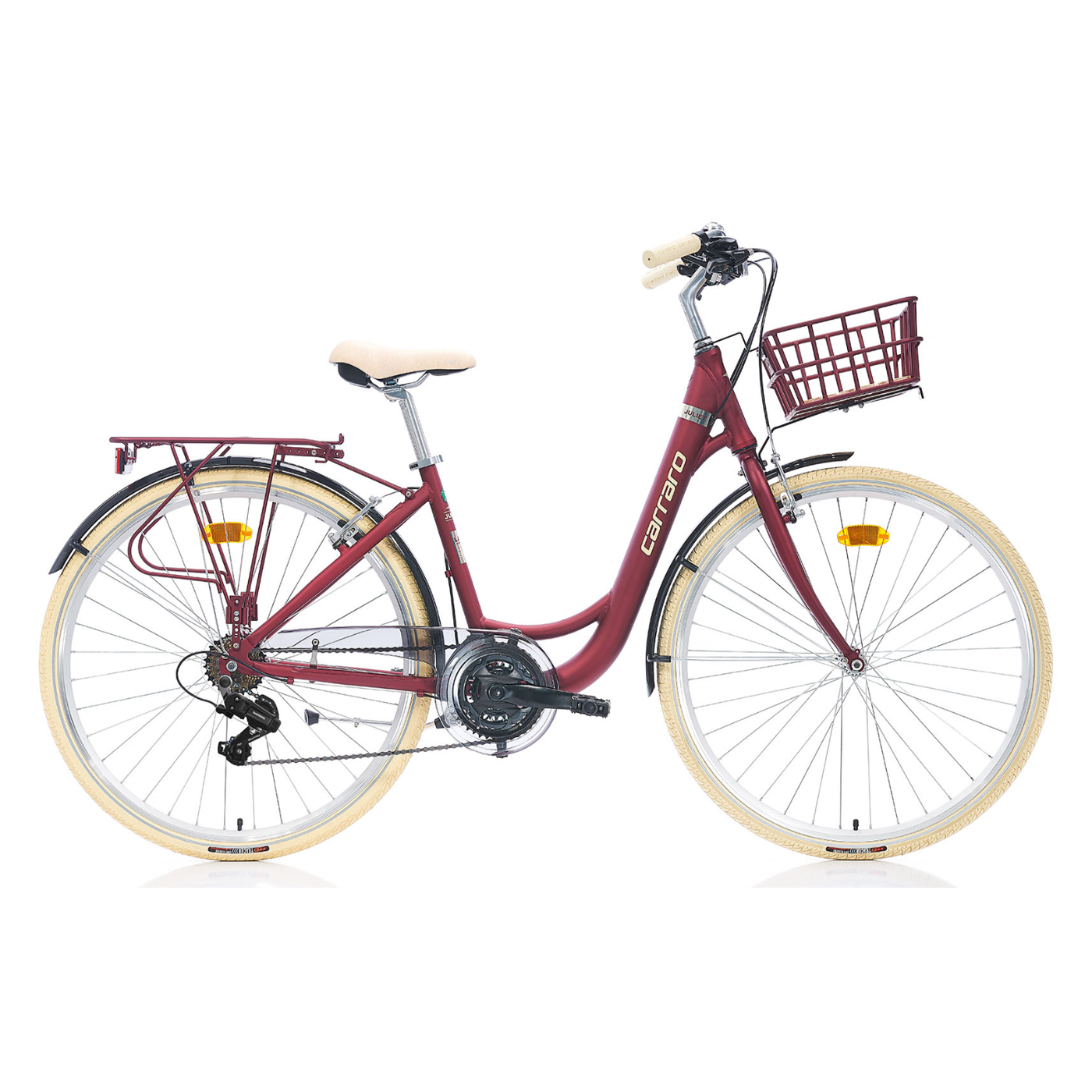 Carraro Juliet 26 Jant V-Fren Şehir Bisikleti (Mat Mürdüm-Krom-Krem)