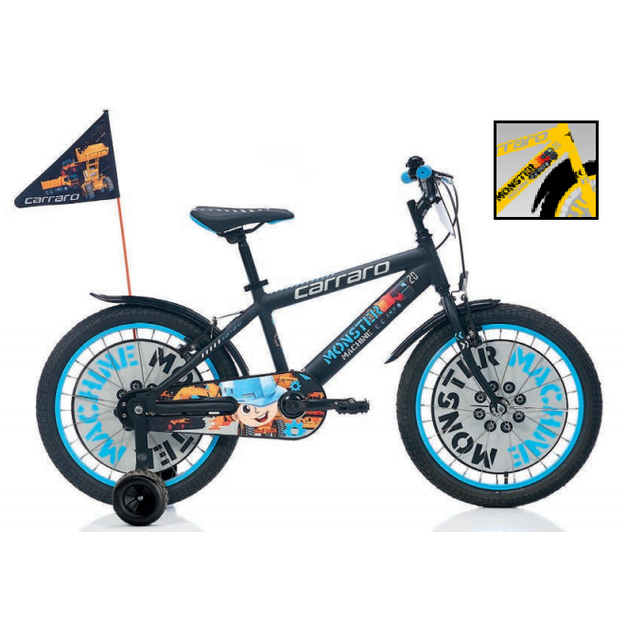 Carraro Monster 20 Jant V-Fren Çocuk Bisikleti (Sarı-Gri-Siyah)