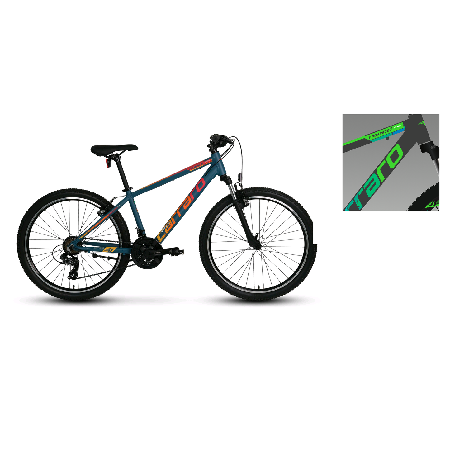 Carraro Force 600 26 Jant V-Fren Dağ Bisikleti (Mat Antrasit-Yeşil-Mavi)