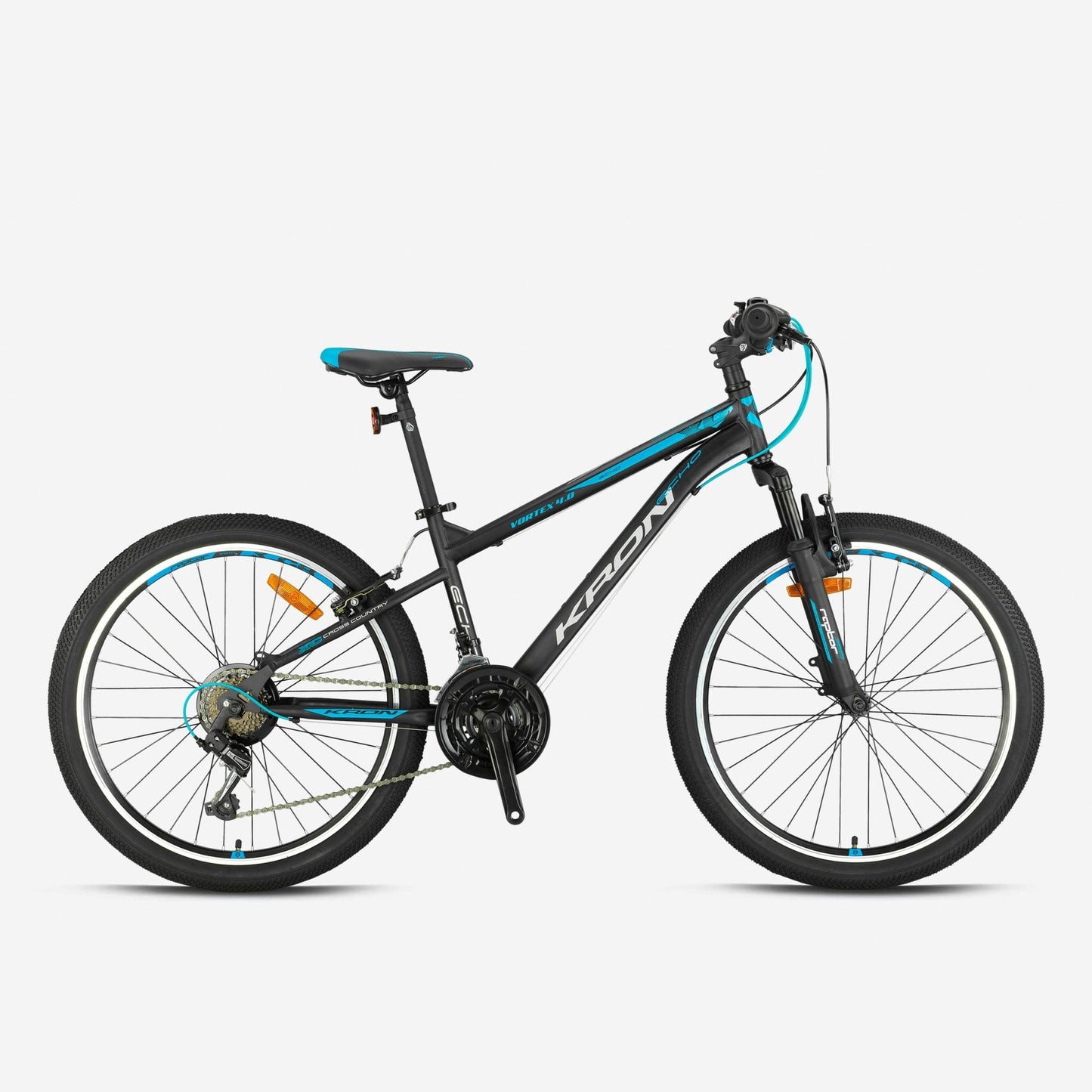 Kron Vortex 4.0 24 Jant V Fren Dağ Bisikleti (Mat Siyah-Gri-Mavi)
