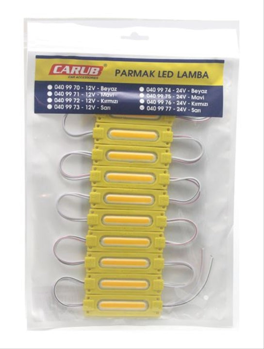PARMAK LED DİKDÖRTGEN CAMLI SARI (10 ADET) 12V