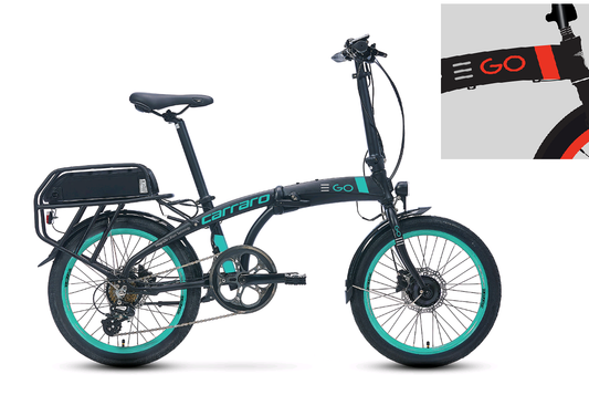 Carraro E-Line Ego 2.1 Elektrikli Katlanır Bisiklet (Mat Siyah-Kırmızı)