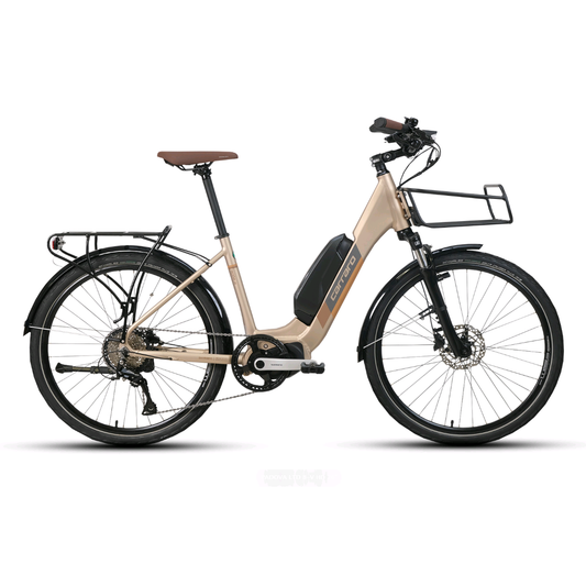 Carraro Padova LTD 26 Jant Elektrikli Şehir Bisikleti (Mat Metalik Bej-Kahve-Gri)
