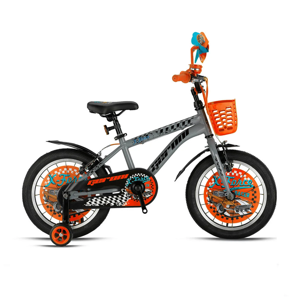 Geroni X-Force 16 Jant Çocuk Bisikleti (Nardo Gri-Siyah-Kırmızı)