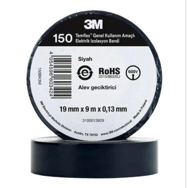 ELEKTRİK KABLO BANDI SİYAH 3M (ORJİNAL)